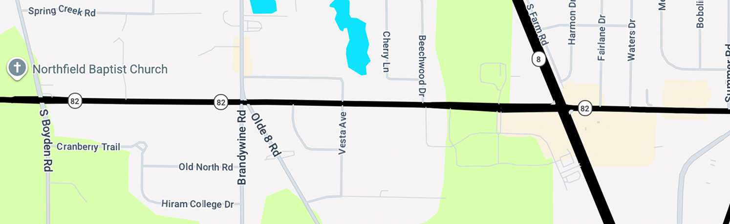 Map showing Balloon Dude at 138 E Aurora Rd, Northfield, OH 44067